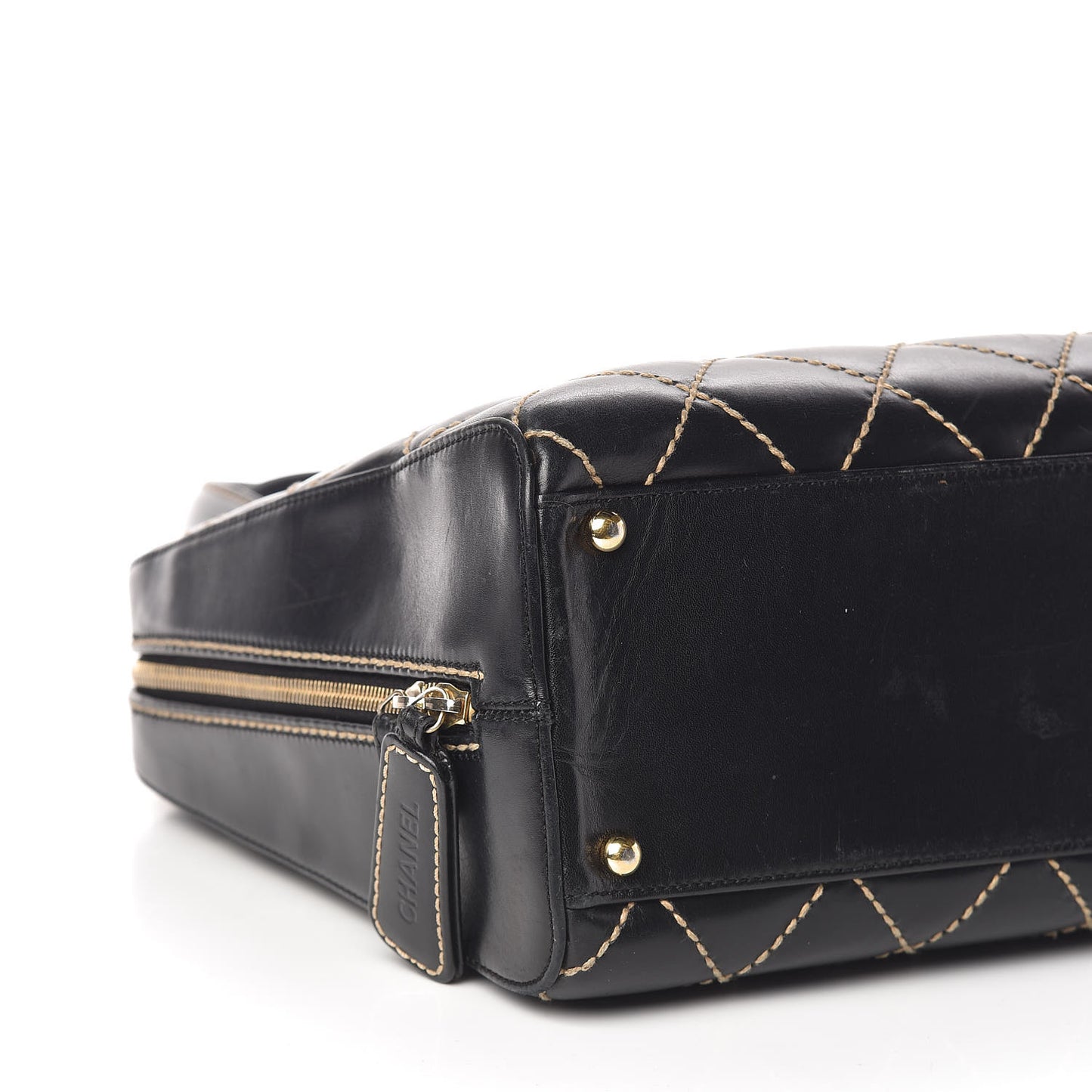 Calfskin Contrast Stitch Surpique Bowler Black