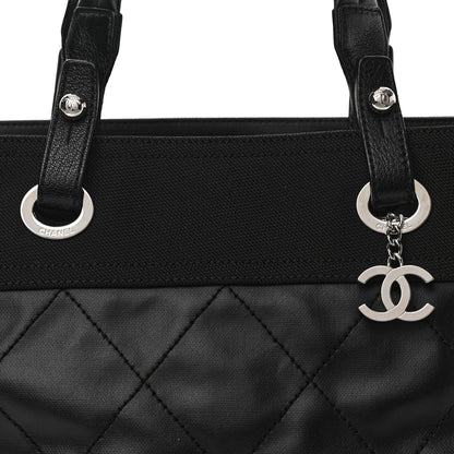 Chanel Coated Canvas Quilted Large Paris Biarritz Tote Black 8 of 10
