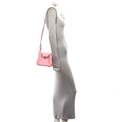 Hermes Ostrich Mini Lindy 20 Rose Bubblegum 2 of 10
