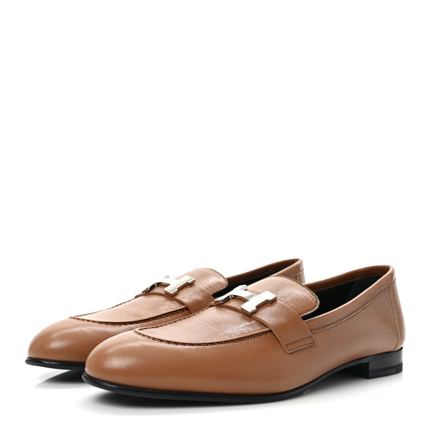 Hermes Goatskin Womens Paris Loafers 39 Gold 3 of 9