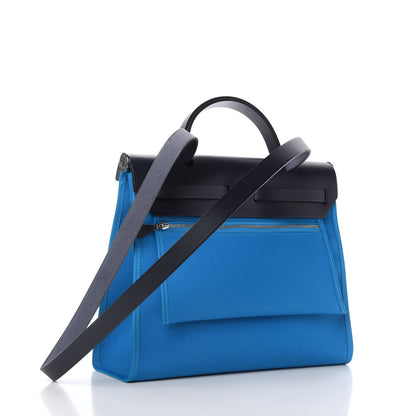 Hermes Vache Hunter Toile Herbag Zip 31 PM Bleu Zanzibar Bleu Indigo 3 of 10