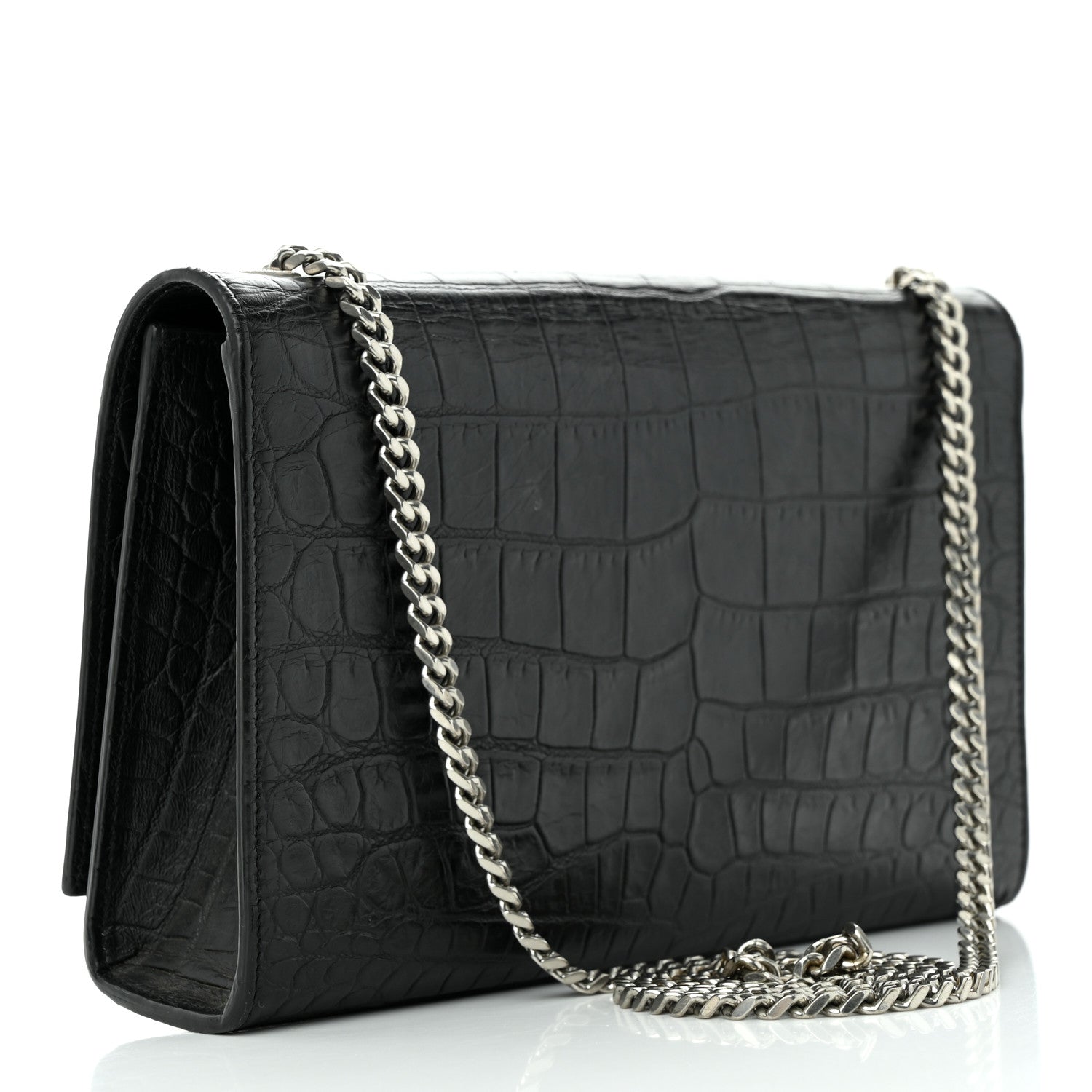 Saint Laurent Calfskin Crocodile Embossed Kate Monogram Tassel 3 of 11