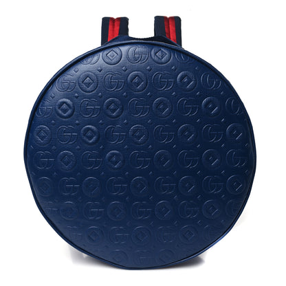 Gucci Textured Dollar Calfskin Web Debossed GG Kids Backpack Blue Agata 1 of 10