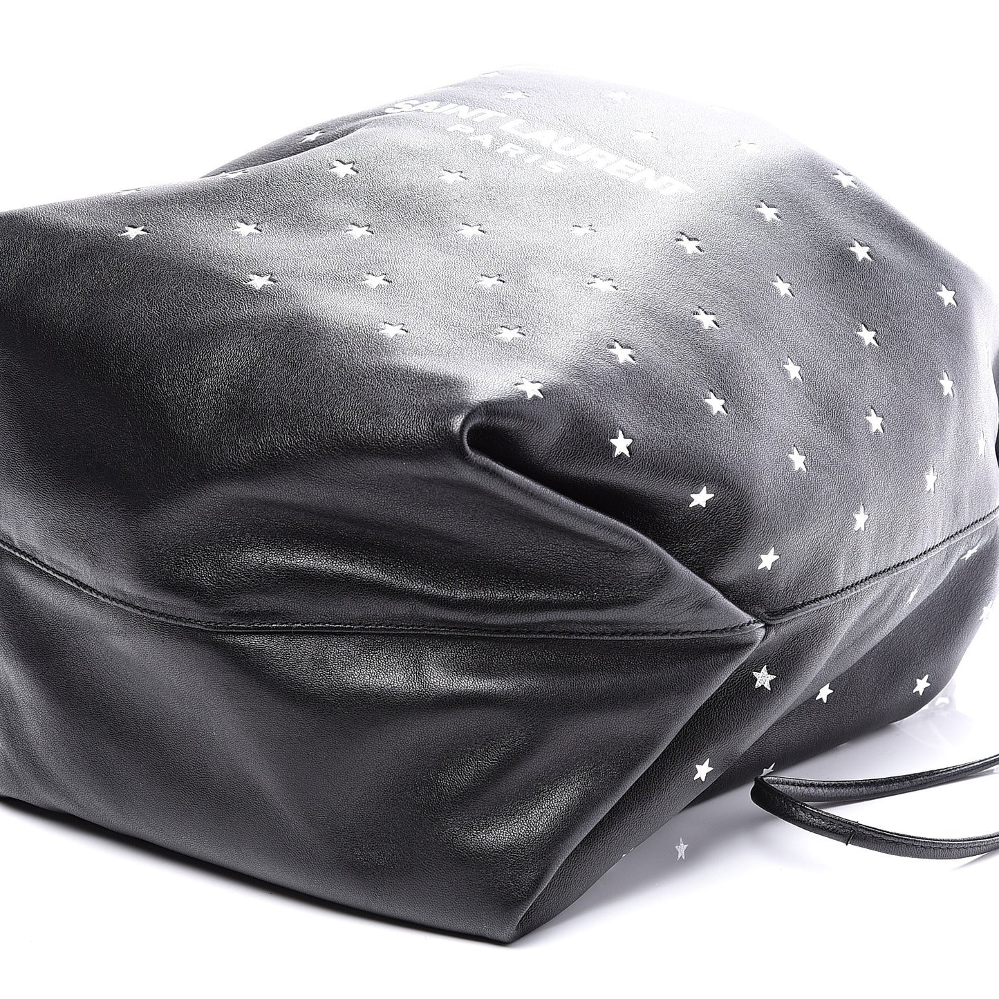 Lambskin Star Printed Teddy Drawstring Bag Black