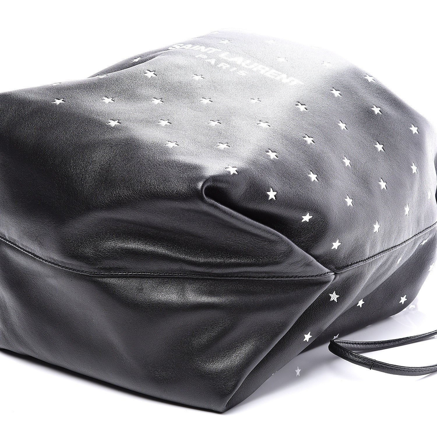Saint Laurent Lambskin Star Printed Teddy Drawstring Bag Black 10 of 12