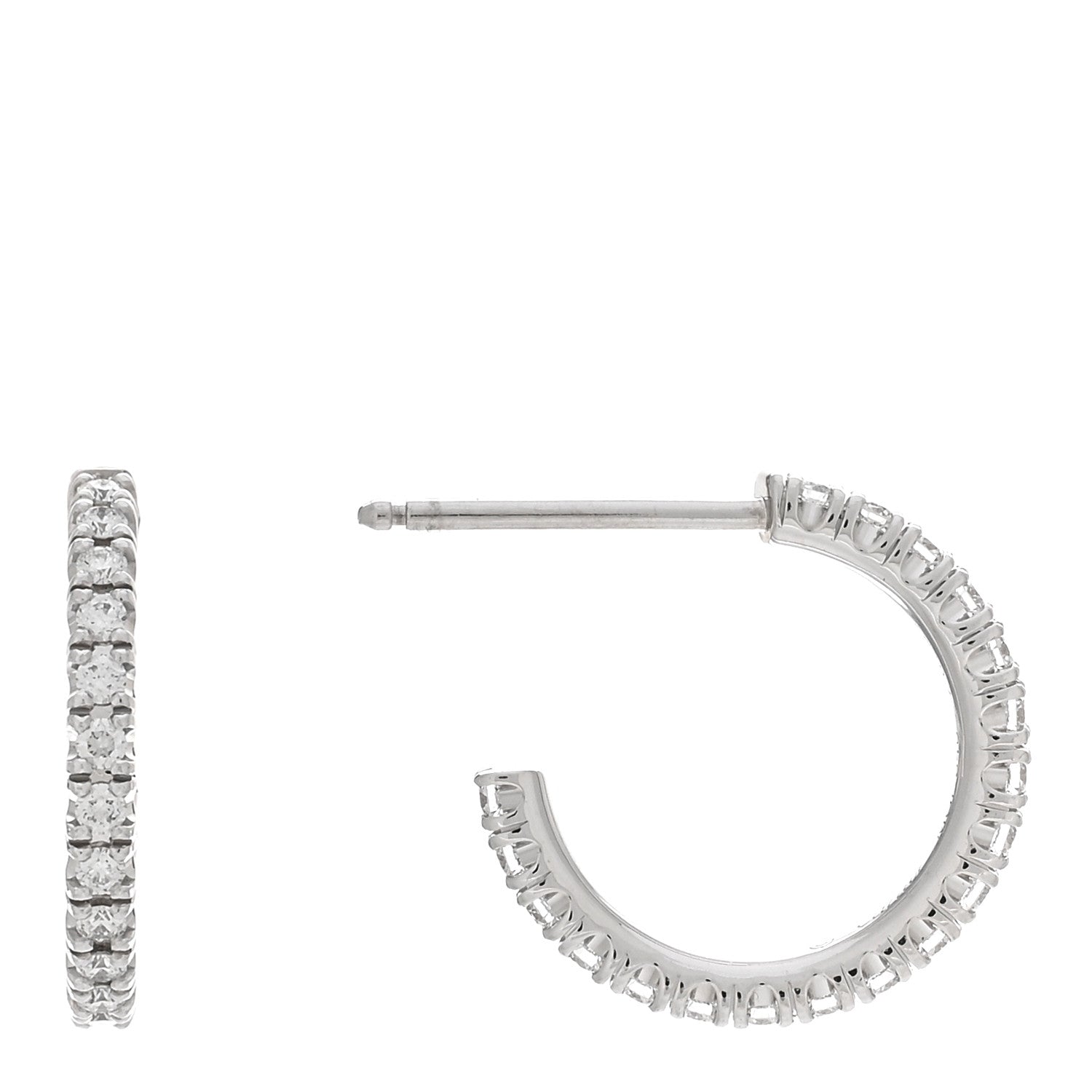Cartier 18K White Gold Diamond Small Etincelle De Cartier Hoop Earrings 1 of 5