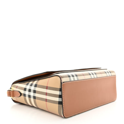 Burberry Coated Canvas Calfskin Vintage Check Medium Note Crossbody Bag Briar Brown 4 of 10