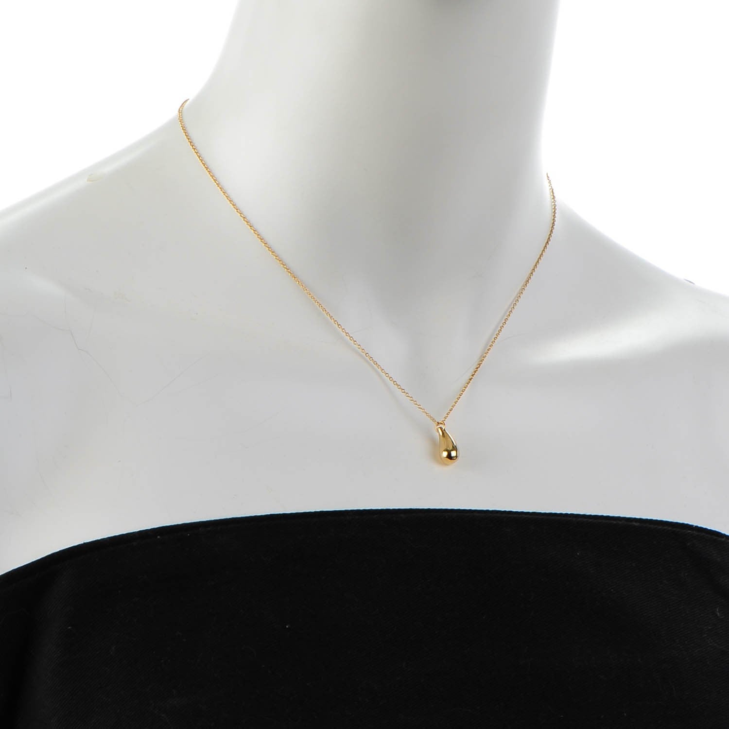Tiffany 18K Yellow Gold 12mm Elsa Peretti Teardrop Pendant Necklace 2 of 7