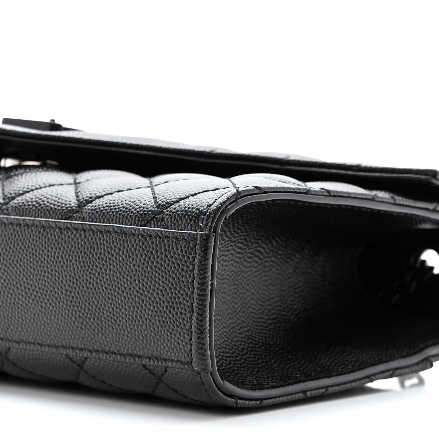 Grain De Poudre Textured Mixed Matelasse Triquilt Small Monogram Monochrome Satchel Black
