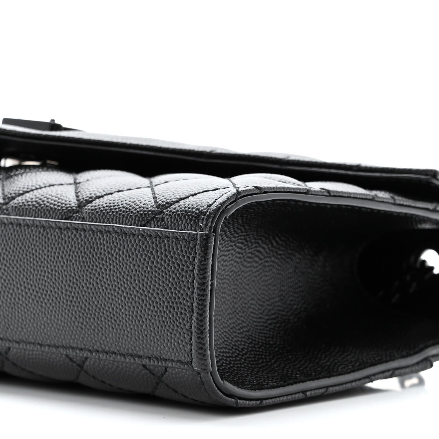 Saint Laurent Grain De Poudre Textured Mixed Matelasse Triquilt Small Monogram Monochrome Satchel Black 10 of 11
