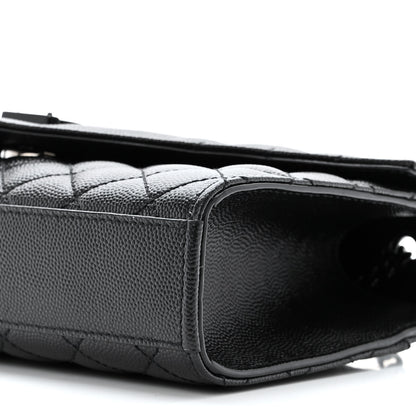 Saint Laurent Grain De Poudre Textured Mixed Matelasse Triquilt Small Monogram Monochrome Satchel Black 10 of 11