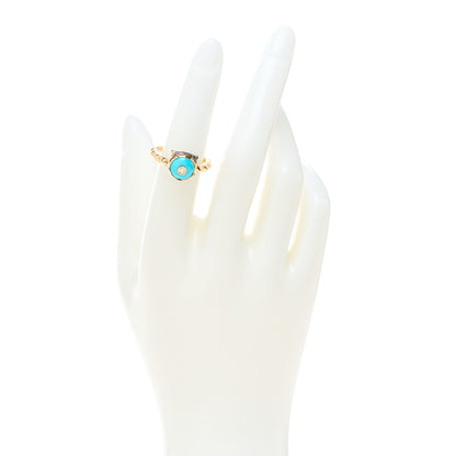 Gucci 18K Yellow Gold Turquoise Diamond Le Marche Des Merveilles Feline Ring 53 6.25 2 of 8