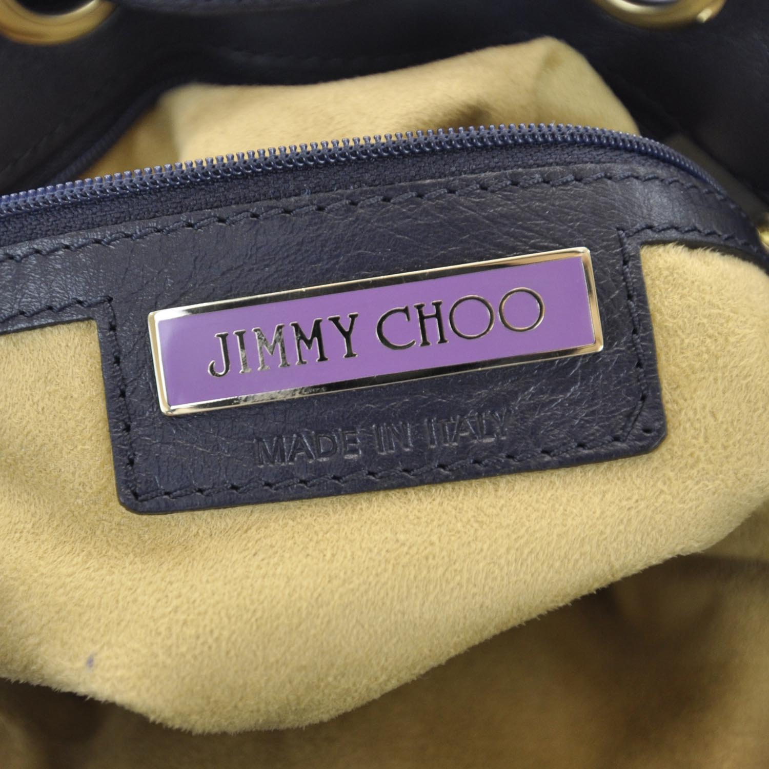 Jimmy Choo Crinkled Patent Ring Hobo Blue 8 of 9