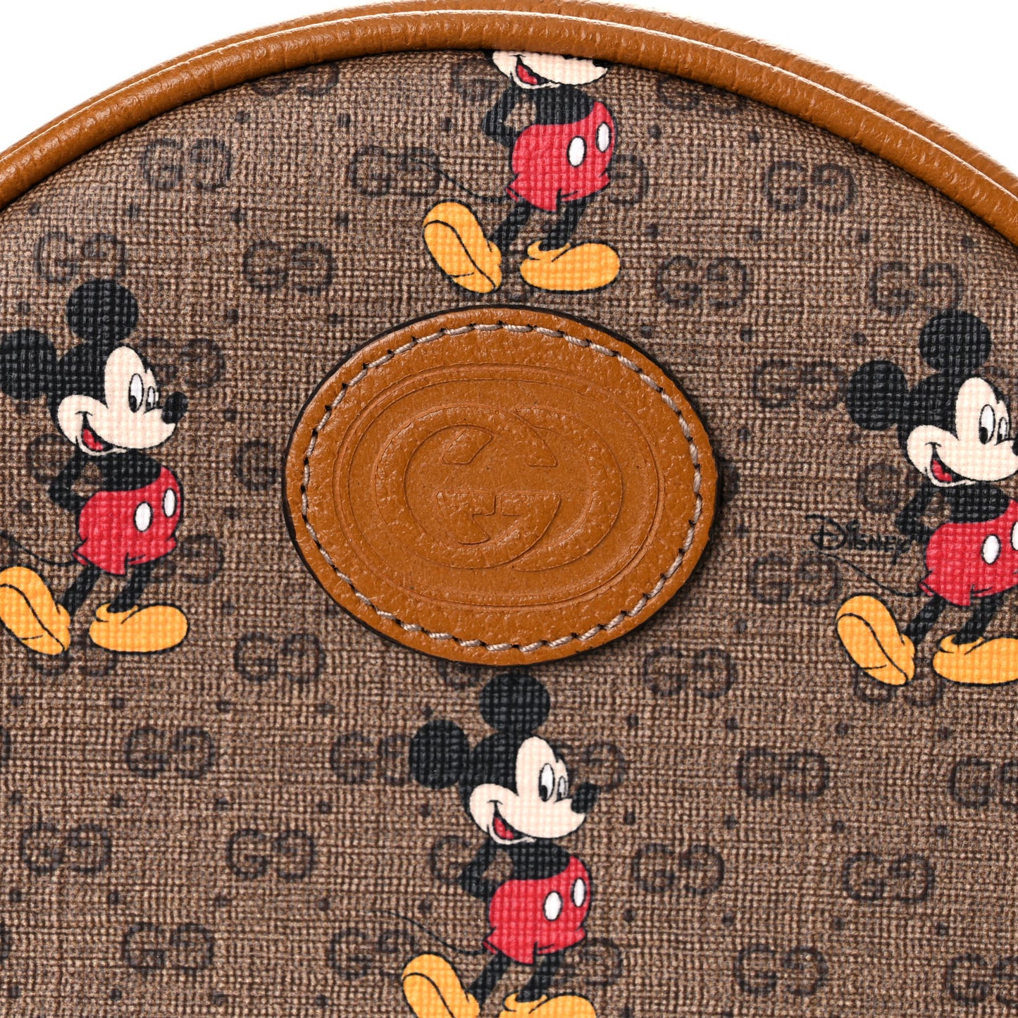X DISNEY Mini Vintage GG Supreme Monogram Mickey Mouse Round Backpack Beige Vintage Sun Oil