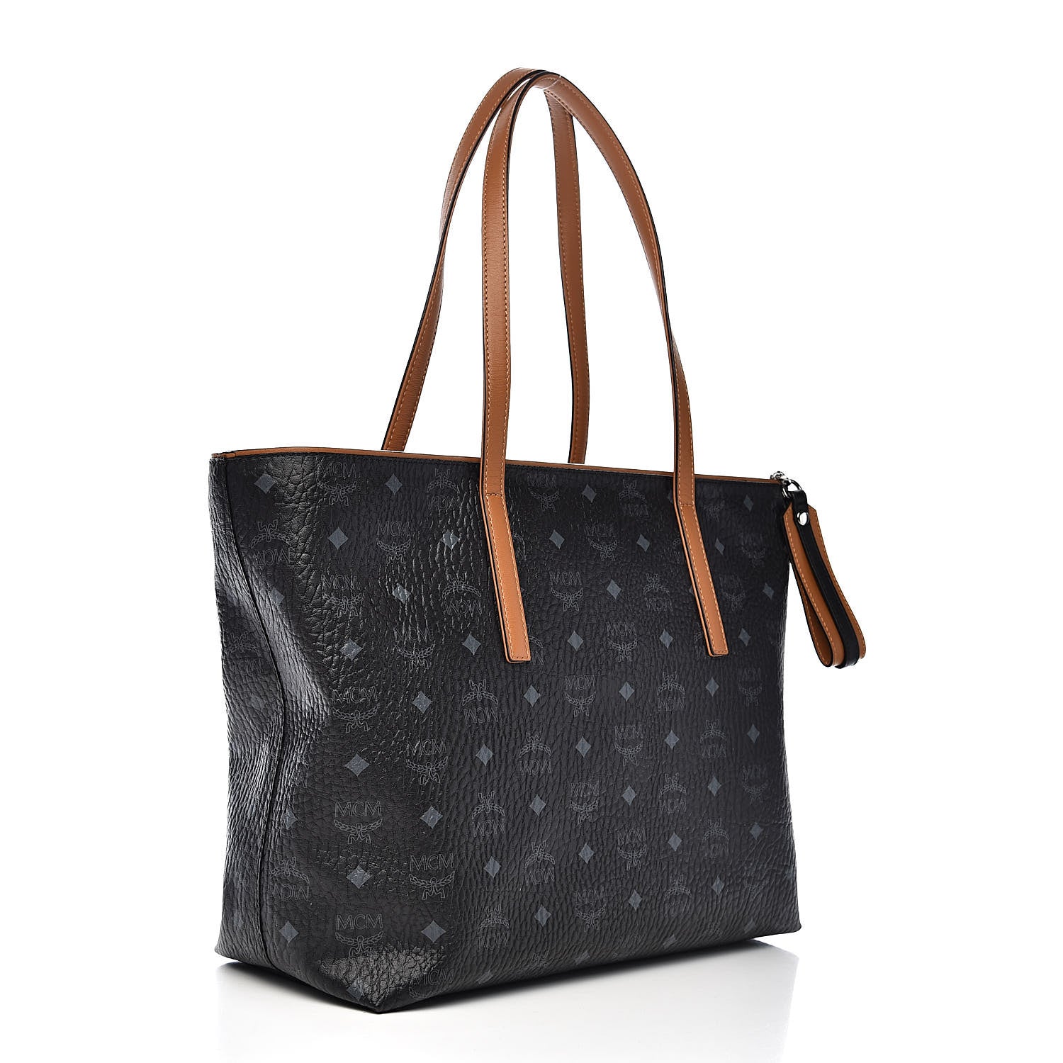 MCM Visetos Medium Anya Shopper Tote Black 3 of 9