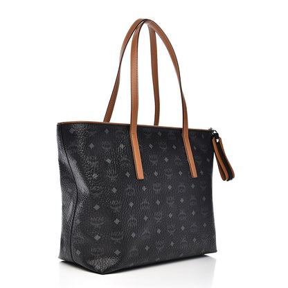 MCM Visetos Medium Anya Shopper Tote Black 3 of 9
