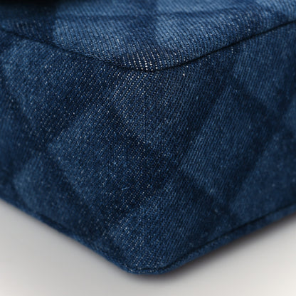 Chanel Printed Denim Quilted Mini Rectangular Flap Dark Blue 9 of 11