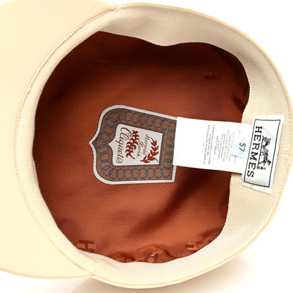 Hermes Double Linen Twill Casquette Cabourg Cliquetis Cap 57 White Creme 7 of 8