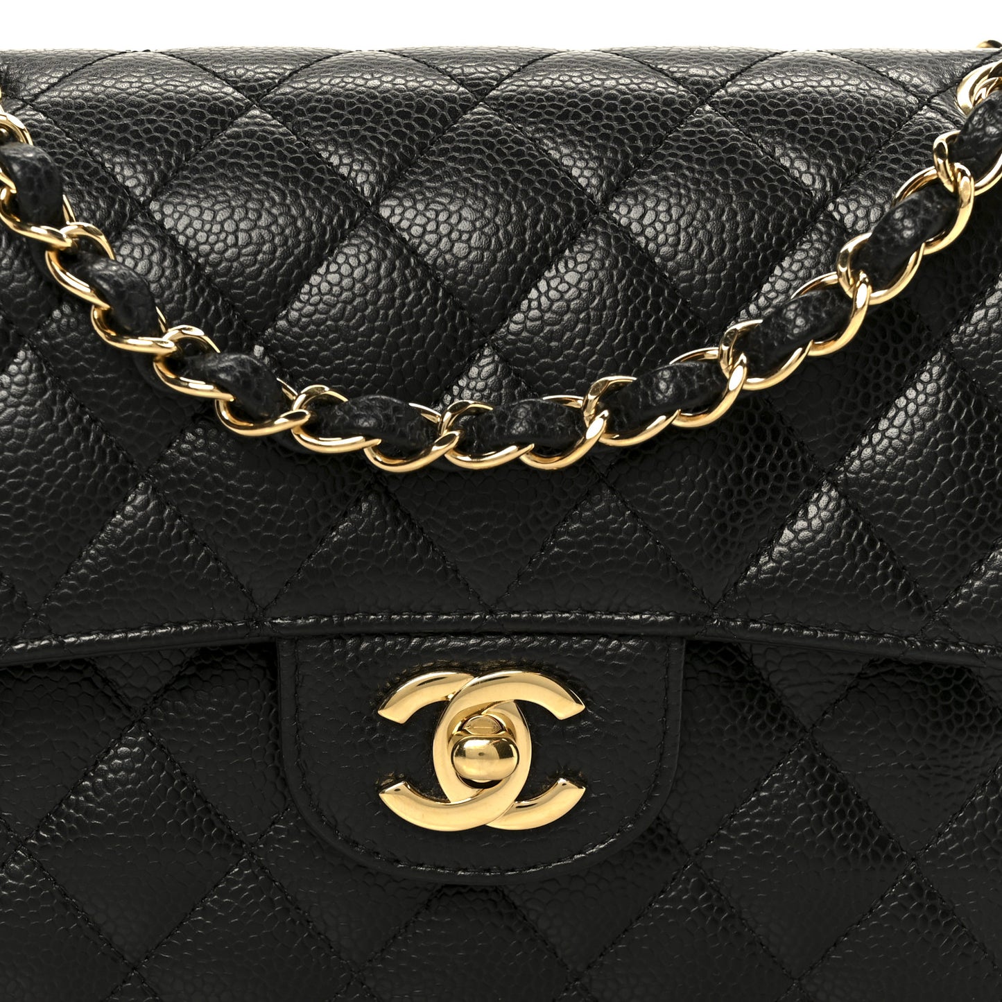 Caviar Quilted Small Double Flap Black