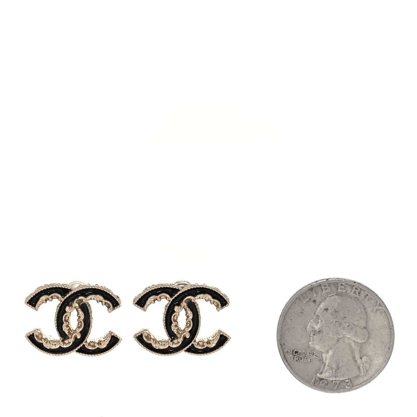 Enamel CC Baroque Earrings Black Gold