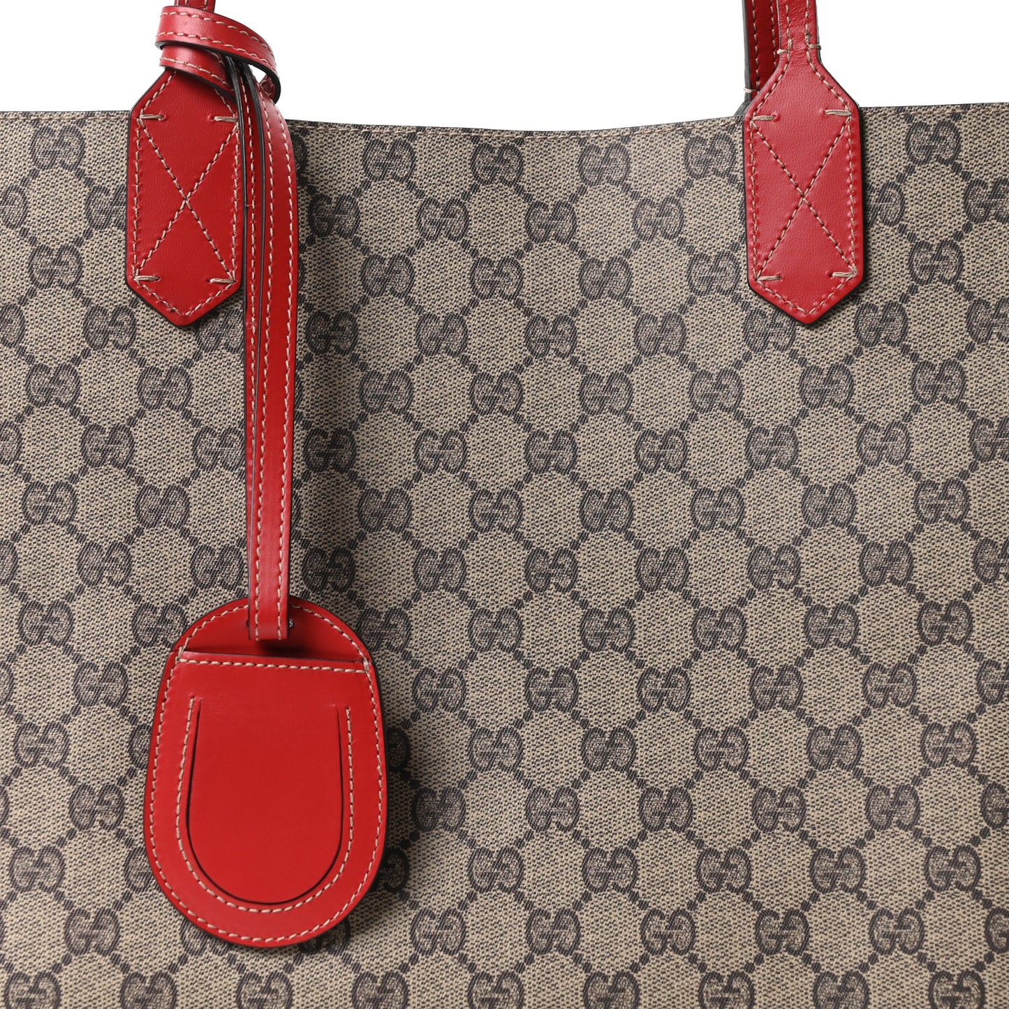 GG Supreme Monogram Medium Reversible Tote Beige Red
