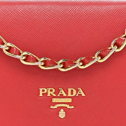 Prada Saffiano Metal Oro Chain Wallet Fuoco 8 of 11