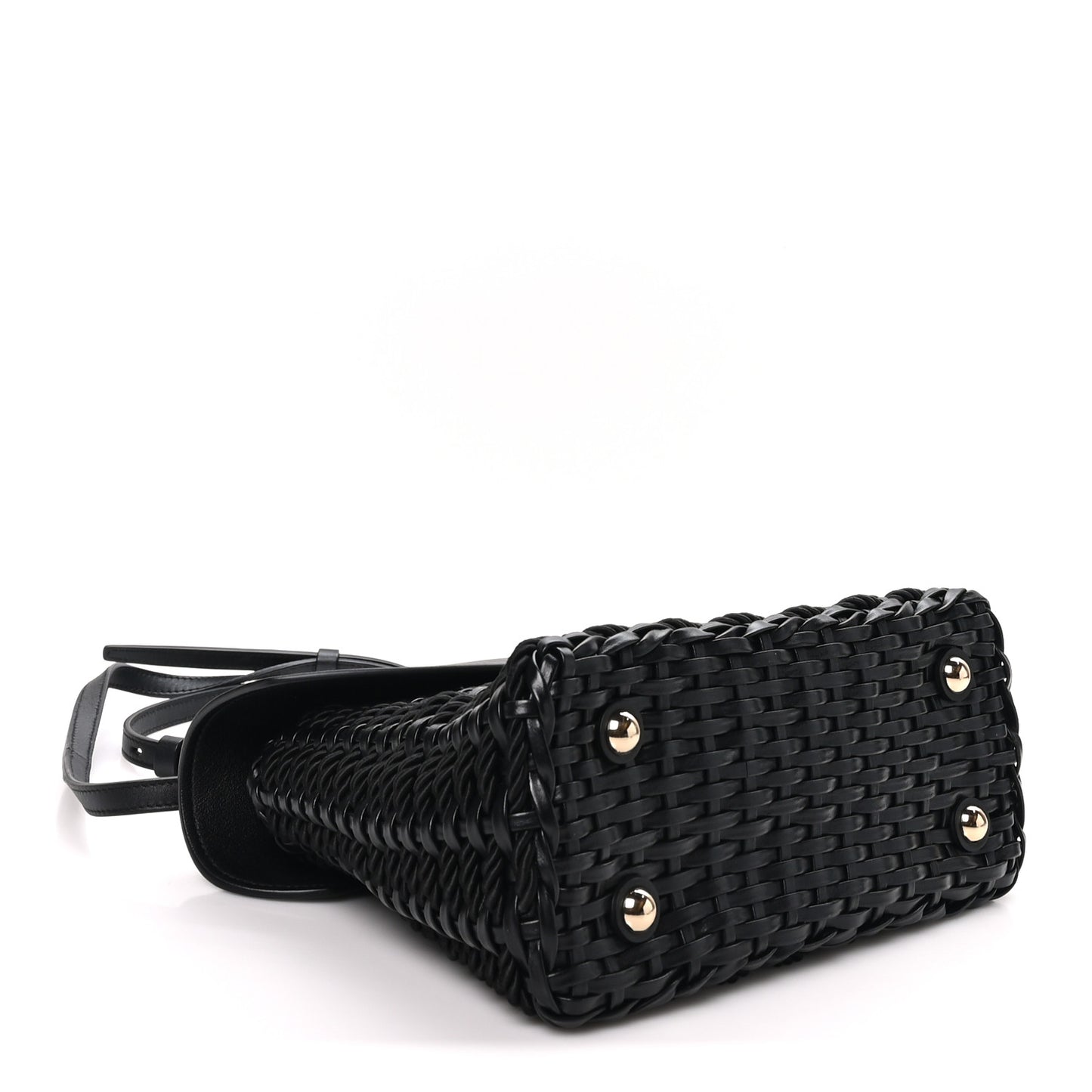 Calfskin Wicker Margot Top Handle Satchel Black