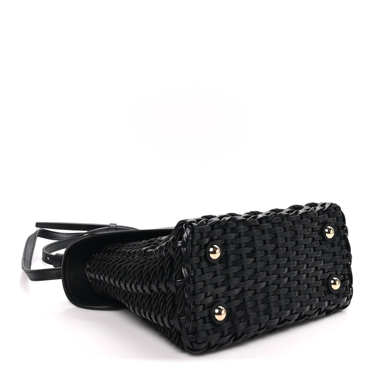 Salvatore Ferragamo Calfskin Wicker Margot Top Handle Satchel Black 3 of 8