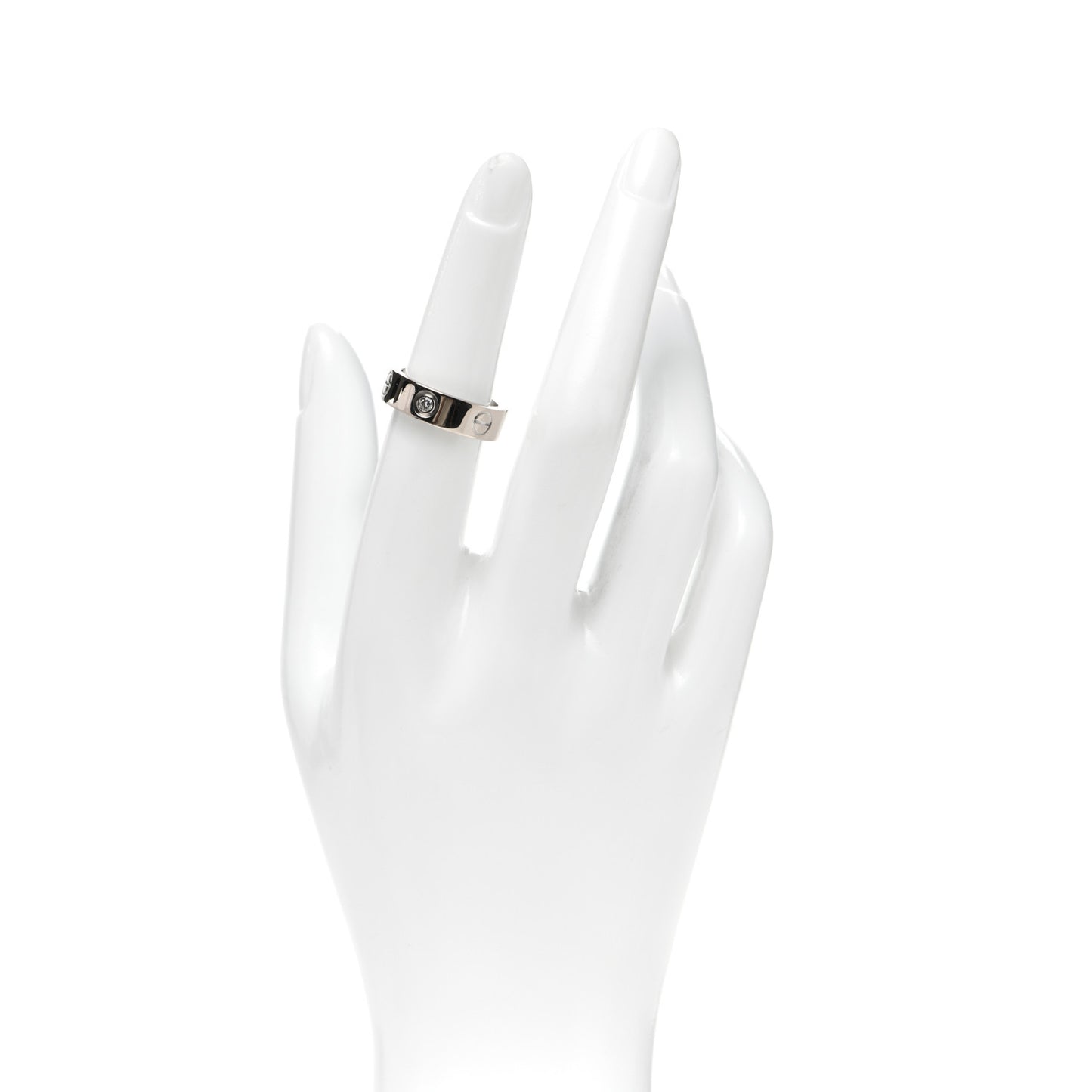 18K White Gold 3 Diamond 5.5mm LOVE Ring 52 6