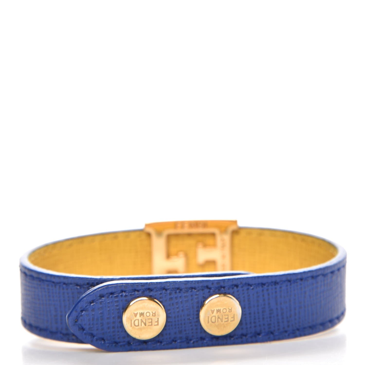 Fendi Vitello Elite FF Reversible Bracelet Neon Blue 4 of 6
