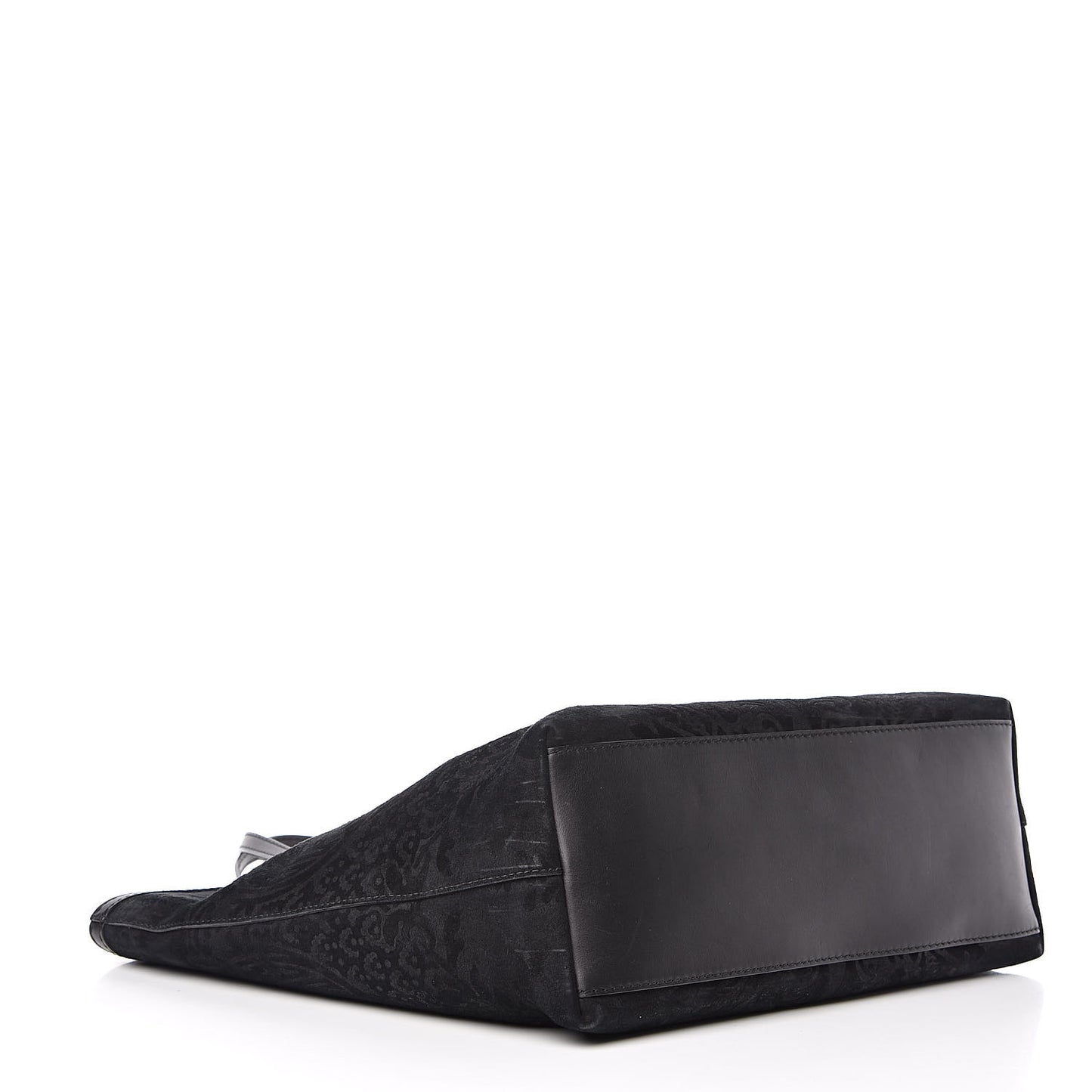 Nubuck Brocade Medium Soft Stirrup Tote Black