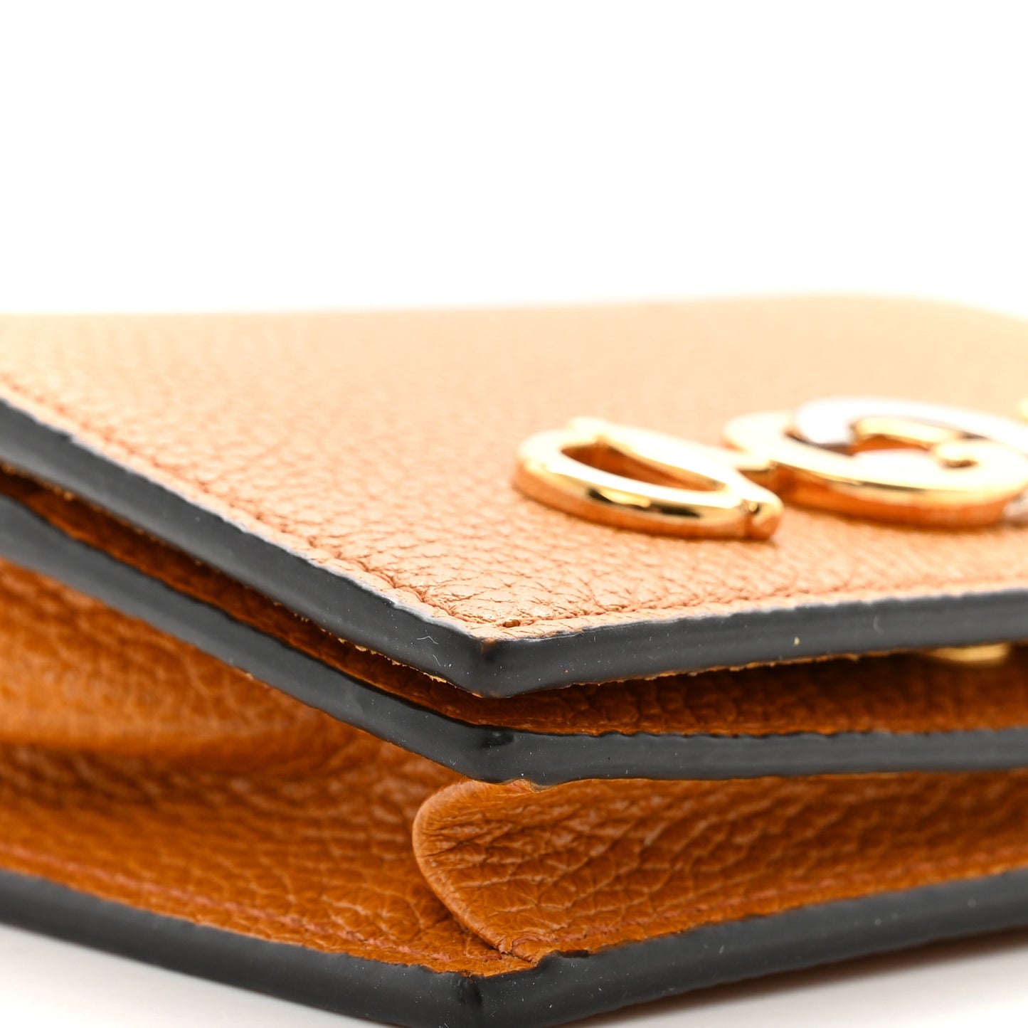 Grainy Calfskin Zumi Chain Card Case Wallet Friky Taupe