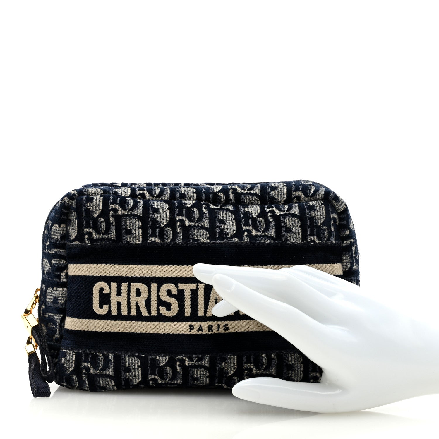 Christian Dior Velvet Oblique Cosmetic Pouch Blue 2 of 6
