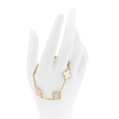 Van Cleef & Arpels 18K Yellow Gold Mother of Pearl 5 Motifs Vintage Alhambra Bracelet 2 of 6