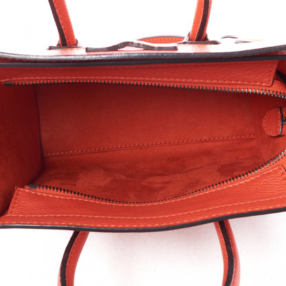 Celine Drummed Calfskin Nano Luggage Vermillion 4 of 9