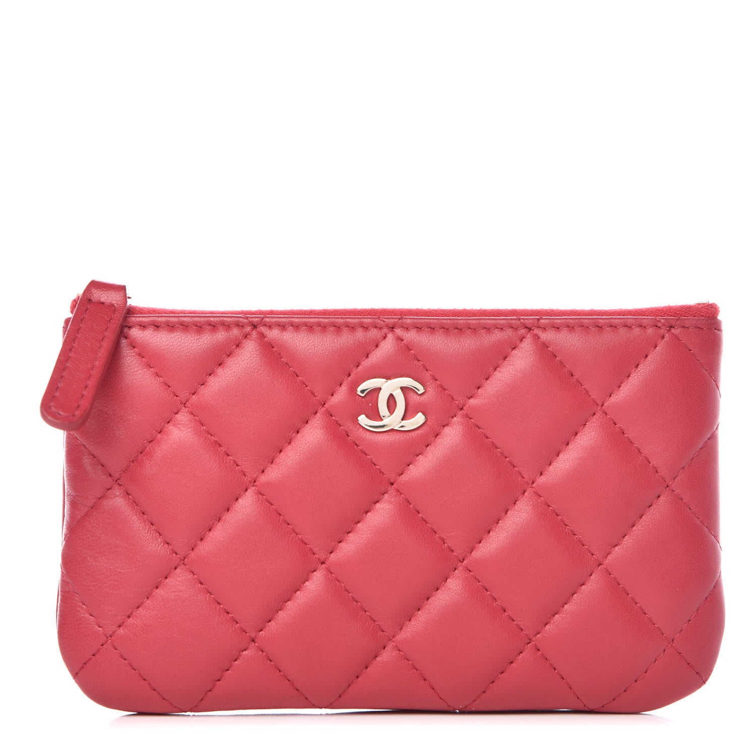Chanel Lambskin Quilted Small Cosmetic Case Dark Pink 1 of 8