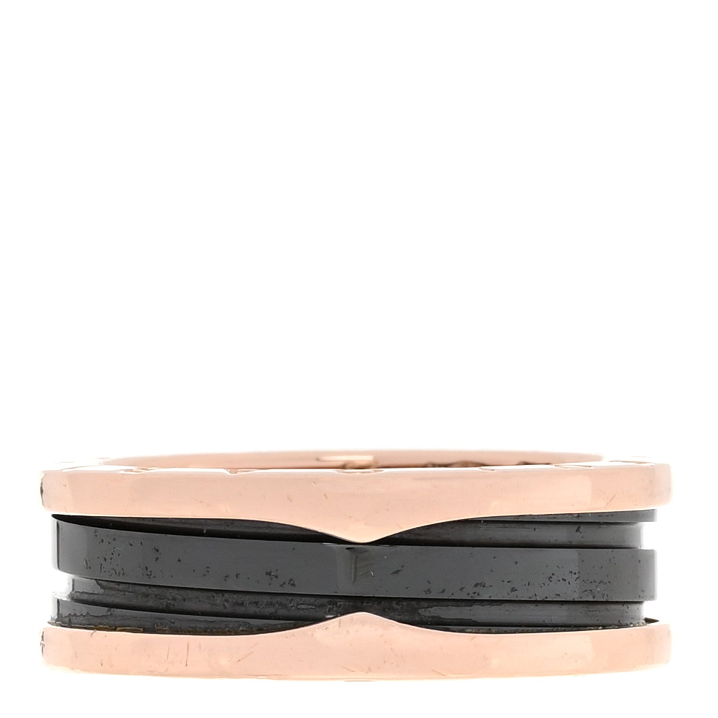 18K Rose Gold Black Ceramic B.Zero1 Two-Band Ring 63 10.25