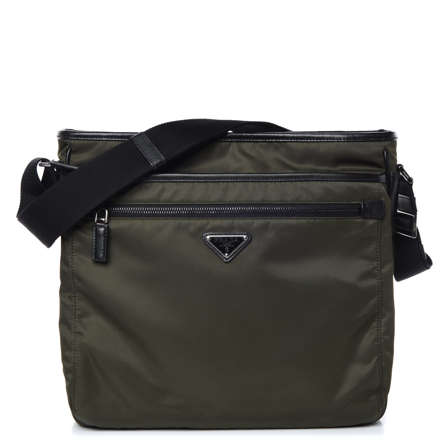 Prada Tessuto Nylon Flat Messenger Bag Militare 1 of 10
