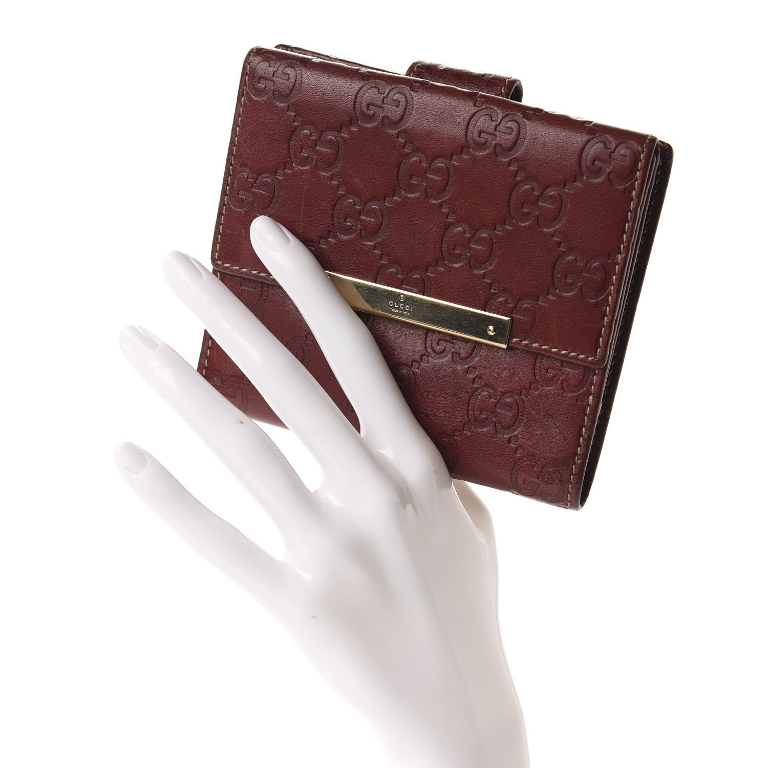 Gucci Guccissima Metal Bar French Flap Wallet Brown 2 of 8