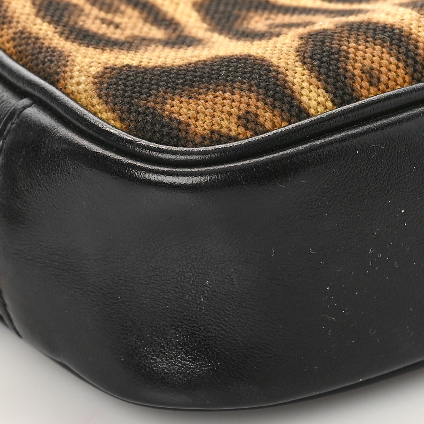Canvas Calfskin Leopard Print Monogram Mini Lou Camera Bag Brown