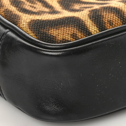 Saint Laurent Canvas Calfskin Leopard Print Monogram Mini Lou Camera Bag Brown 7 of 9