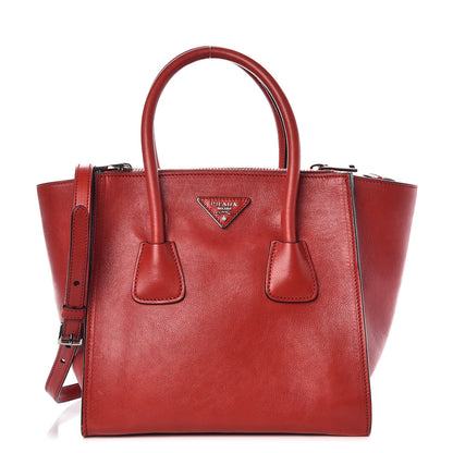 Prada Glace Calf Small Twin Pocket Tote Fuoco 1 of 13