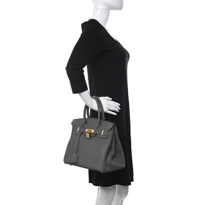 Hermes Taurillon Clemence Birkin 30 Gris Meyer 2 of 11
