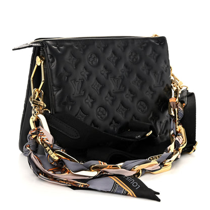 Louis Vuitton Lambskin Embossed Monogram Scarf Coussin PM Black 4 of 13