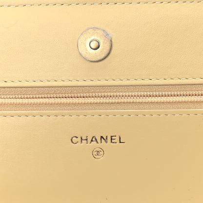 Chanel Wool Tweed Quilted Chanel 19 Wallet On Chain WOC Yellow 6 of 11