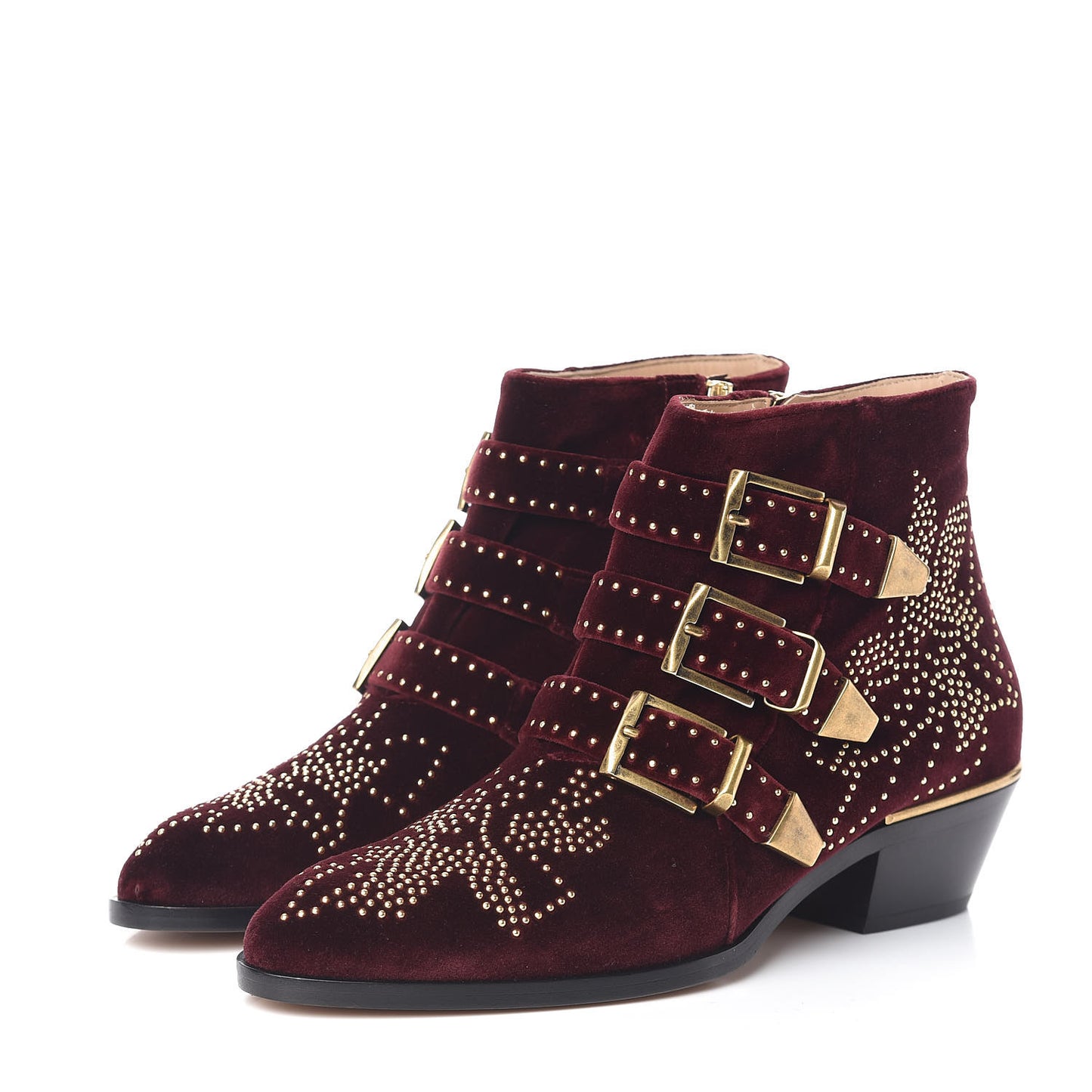 Velvet Studded Susanna Ankle Boots 37.5 Bordeaux