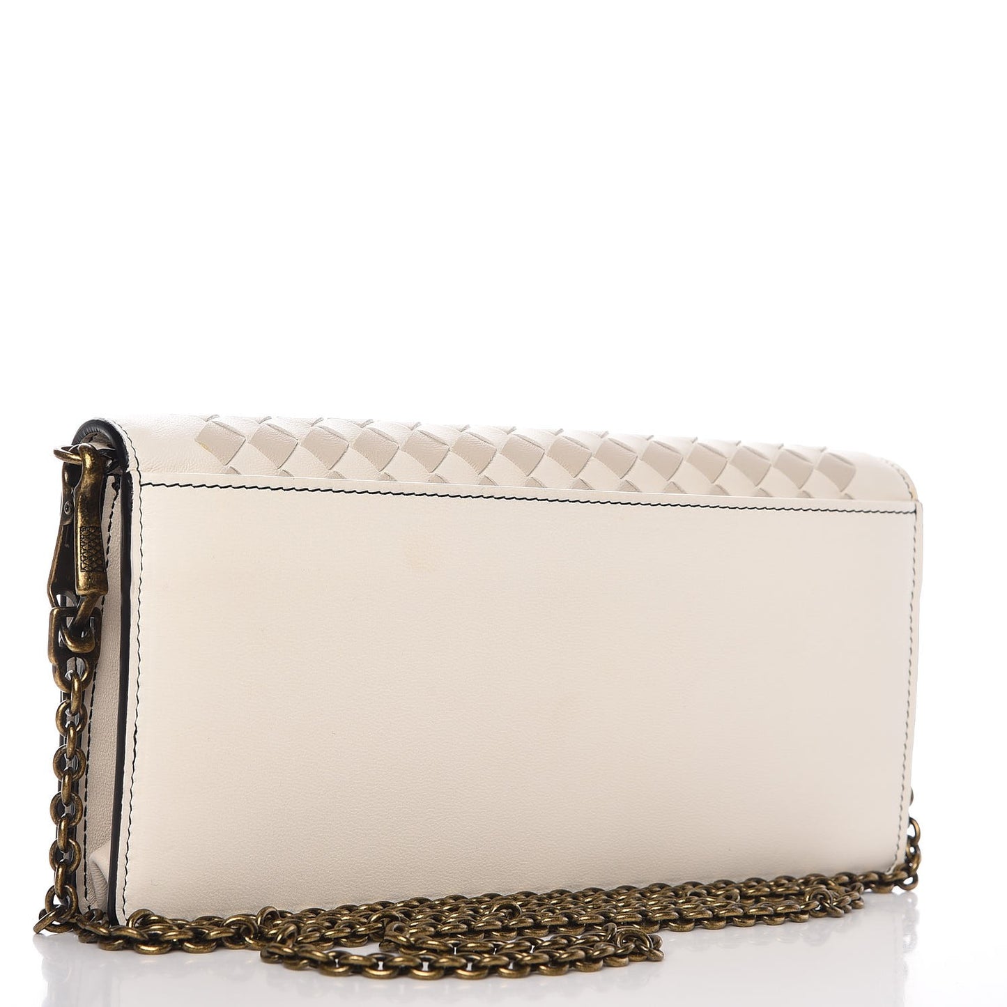Nappa Intrecciato Studded Embellished Chain Wallet White