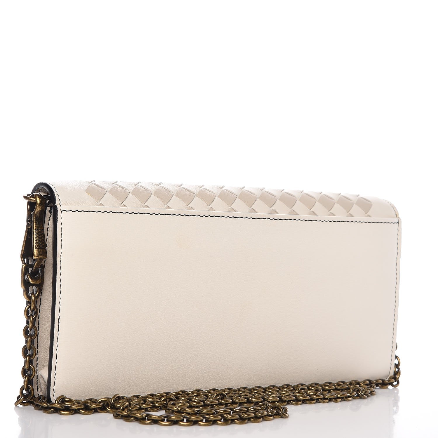 Bottega Veneta Nappa Intrecciato Studded Embellished Chain Wallet White 3 of 7