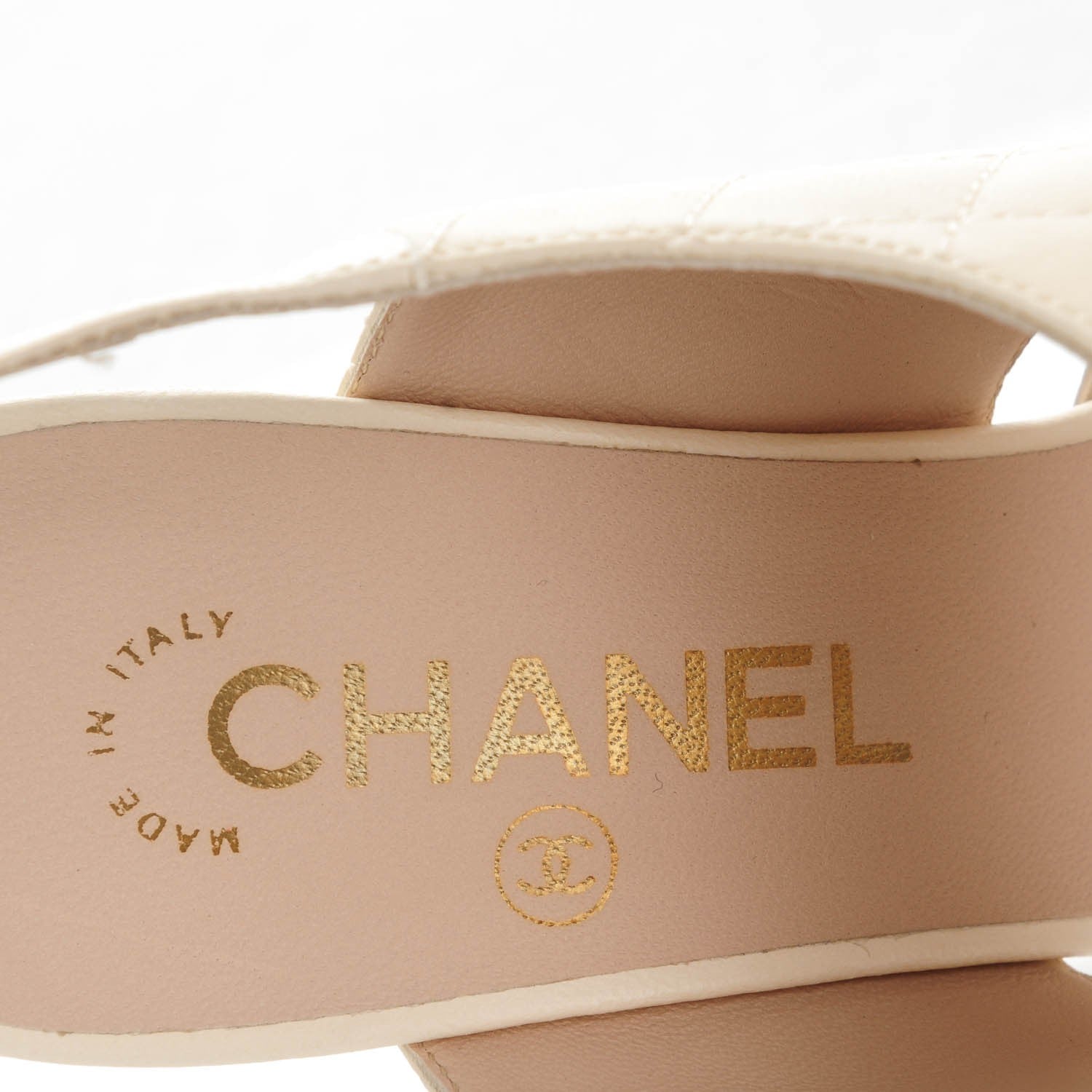 Chanel Lambskin Quilted Wooden Sandals 38 Beige Pink 6 of 9