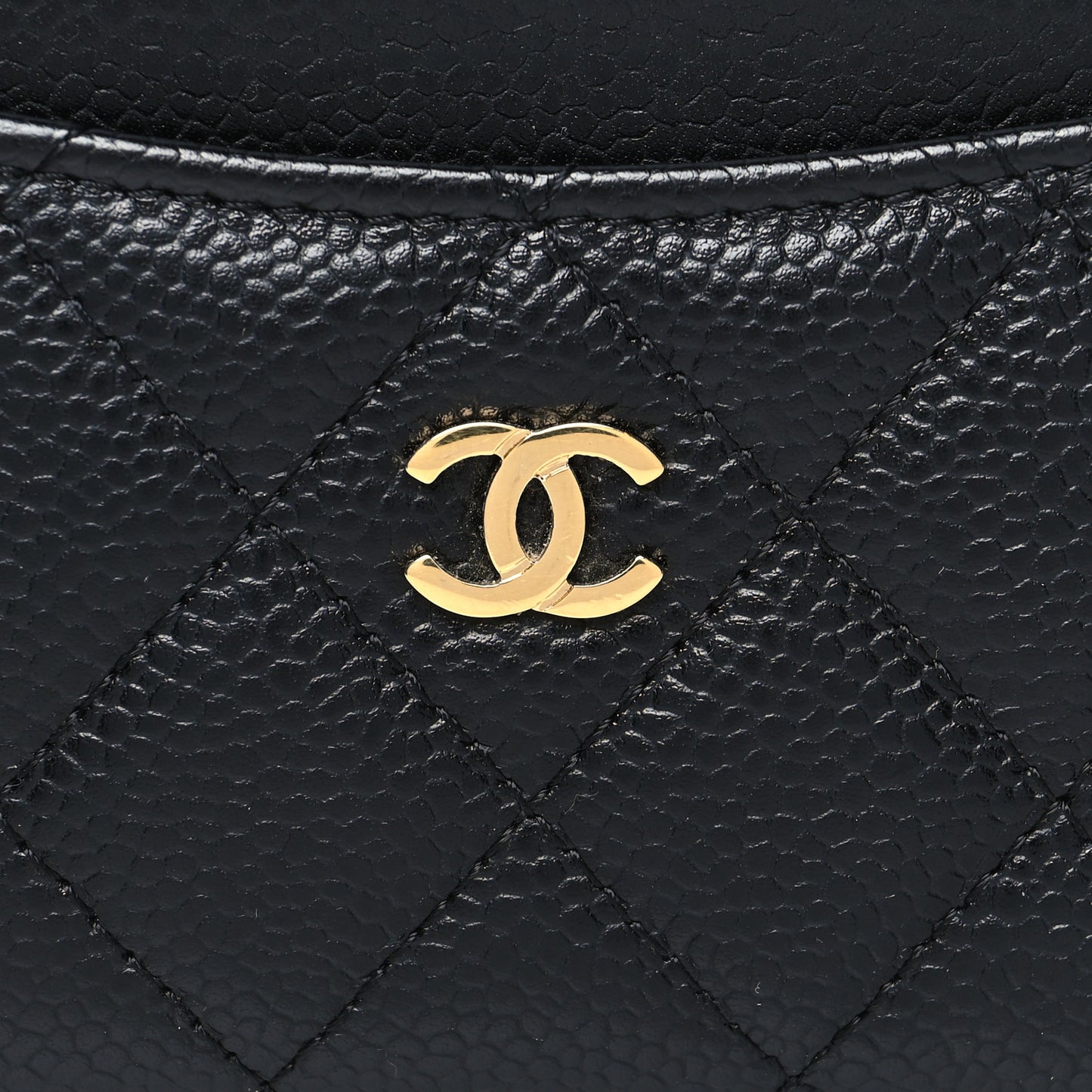 Caviar Quilted Card Holder Black